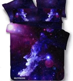 img 1 attached to 🌌 MZPRIDE 3D Galaxy Sky Starry Night Bedding Sets Twin/Full Quilt Cover Set (Twin, N) for Mysterious and Boundless Experience