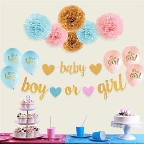 img 3 attached to 👶 Aonor Gender Reveal Party Decorations: Glitter Letters BABY and BOY OR GIRL with Hearts Banner, Tissue Paper Pom Poms Set for Stunning Baby Shower Decorations
