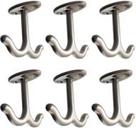🧲 roos pack of 6 zinc alloy double prong ceiling hooks for closet, kitchen, garage - towel, robe, clothes hook for bathroom cabinet logo