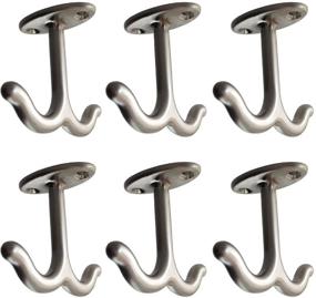 img 4 attached to 🧲 ROOS Pack of 6 Zinc Alloy Double Prong Ceiling Hooks for Closet, Kitchen, Garage - Towel, Robe, Clothes Hook for Bathroom Cabinet