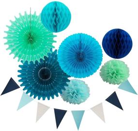 img 4 attached to 🎉 Stunning Hanging Tissue Paper Fan Party Decorations Kit: Perfect for Sea Themed Birthday, Baby Shower, and Beach Parties!