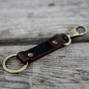 img 1 attached to 🔑 Dark Brown Genuine Leather Keychain by JJNUSA: Enhance Your Style