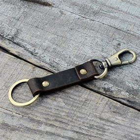 img 3 attached to 🔑 Dark Brown Genuine Leather Keychain by JJNUSA: Enhance Your Style