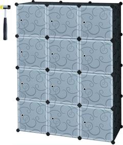 img 4 attached to 📦 ArtBeauty 12 Cube Storage Organizer with Doors - DIY Plastic Closet Cabinet Modular Bookcase for Clothes - Black (3x4 Cubes)