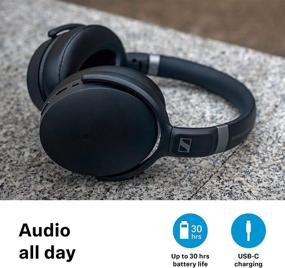 img 1 attached to 🎧 Sennheiser HD 450SE Bluetooth 5.0 Беспроводные наушники с встроенным Alexa - активное шумоподавление, долгий срок службы аккумулятора, быстрая зарядка через USB-C, складной дизайн - черные