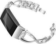 💎 joyozy metal x-link bling bands for fitbit charge 3/charge 3 se - replacement accessory straps, bracelet wristbands for women and men (silver) logo