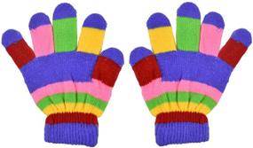 img 2 attached to 🧤 Girls' Pink Striped Magic Gloves – Stylish Accessories for Kids