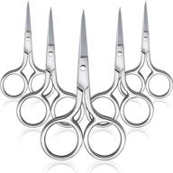 💈 set of 5 small straight tip nose hair scissors - stainless steel multi-purpose beauty grooming scissors for facial hair removal, mustache, beard, eyebrows, ears, nose trimming - silver logo