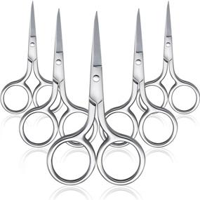 img 4 attached to 💈 Set of 5 Small Straight Tip Nose Hair Scissors - Stainless Steel Multi-Purpose Beauty Grooming Scissors for Facial Hair Removal, Mustache, Beard, Eyebrows, Ears, Nose Trimming - Silver