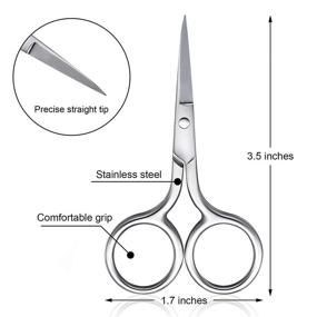 img 3 attached to 💈 Set of 5 Small Straight Tip Nose Hair Scissors - Stainless Steel Multi-Purpose Beauty Grooming Scissors for Facial Hair Removal, Mustache, Beard, Eyebrows, Ears, Nose Trimming - Silver