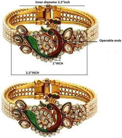 img 3 attached to 💍 Efulgenz Indian Bollywood Faux Pearl Kundan Rhinestone Peacock Bracelet Bangle Set (2 Pieces) - Fashion Jewelry