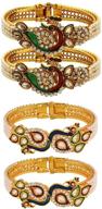 💍 efulgenz indian bollywood faux pearl kundan rhinestone peacock bracelet bangle set (2 pieces) - fashion jewelry logo