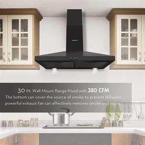 img 2 attached to 🔥 FIREGAS 30-inch Black Range Hood: Powerful 3-Speed Exhaust Fan, LED Lights, Stainless Steel Wall Mount Design