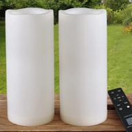 🕯️ pack of 2 large white led candles for outdoor use - unscented ip65 waterproof battery powered flameless led pillar candles with remote and timer - battery operated flameless candles flickering, 4x10 inches логотип