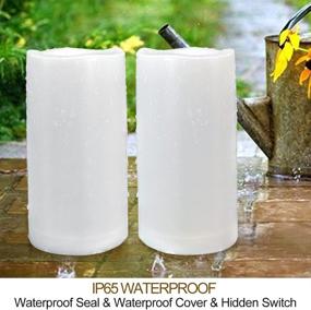 img 2 attached to 🕯️ Pack of 2 Large White LED Candles for Outdoor Use - Unscented IP65 Waterproof Battery Powered Flameless LED Pillar Candles with Remote and Timer - Battery Operated Flameless Candles Flickering, 4x10 inches