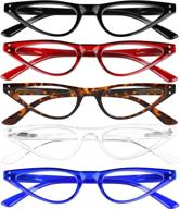 👓 set of 5 blue light blocking small cateye reading glasses for women with lightweight design, spring hinge, anti glare - enhance visual comfort and reduce eye strain logo