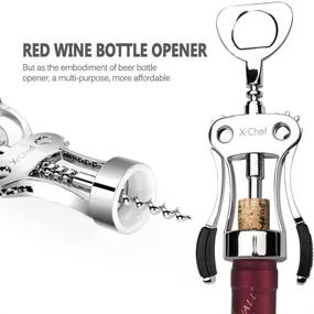 img 2 attached to 🍷 X-Chef Luxury Silver Wing Corkscrew: Effortlessly Open Wine Bottles with this Easy-to-Use Wine Opener for Enthusiasts, Waiters, and Bartenders