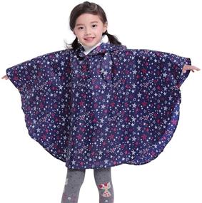 img 4 attached to 🌧️ Stay Dry in Style: Spmor Kids Rain Poncho Hooded Jacket Rain Coat - A Must-Have for Rainy Adventures