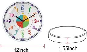 img 2 attached to 🕒 Kids Wall Clock - Silent Non Ticking Quartz Mechanism, Easy to Read & Learn Time, Perfect for Parents, Teachers, Bedroom or Classroom