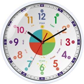 img 4 attached to 🕒 Kids Wall Clock - Silent Non Ticking Quartz Mechanism, Easy to Read & Learn Time, Perfect for Parents, Teachers, Bedroom or Classroom