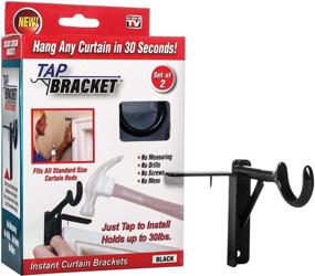 img 3 attached to Easy Install No Drill Curtain Rod Brackets - Set of 2 by Spark Innovators: As Seen on TV