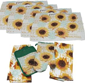 img 4 attached to Sunflower Kitchen Towel Set Placemat