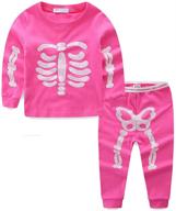 🌟 glow in the dark skeleton boys pajamas: mud kingdom's summer black sets with short sleeves logo