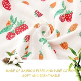 img 3 attached to 🍓 Soft and Silky Bamboo Cotton Blend Muslin Swaddle Blanket - 4 Layers Thick, Large Size with Strawberry Pattern - Perfect Gift for Expecting Moms and Essential for Newborn Nursery - Suitable for Girls 0-6 Months