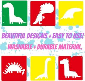 img 2 attached to 🦖 Dinosaur Stencils for Painting - Fun and educational stencils for kids - Washable stencil set for creative activities - Large Animal Designs - Artistic plastic stencils for children (14 Pack, 8" by 8")