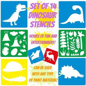 img 3 attached to 🦖 Dinosaur Stencils for Painting - Fun and educational stencils for kids - Washable stencil set for creative activities - Large Animal Designs - Artistic plastic stencils for children (14 Pack, 8" by 8")