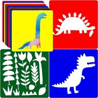 🦖 dinosaur stencils for painting - fun and educational stencils for kids - washable stencil set for creative activities - large animal designs - artistic plastic stencils for children (14 pack, 8" by 8") logo