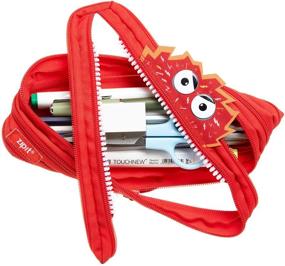 img 3 attached to 🦄 Kids' Talking Monstar Pencil Case – Cute Red Pen Holder, Holds 30 Pens, Featuring a Single Zipper Design!