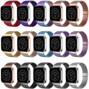 img 3 attached to Браслеты MioHHR - совместимы с Fitbit Versa, Versa 2, Versa Lite - дышащий ремешок из нержавеющей стали - регулируемые аксессуары для замены браслета - Ледяно-голубой - для женщин и мужчин.