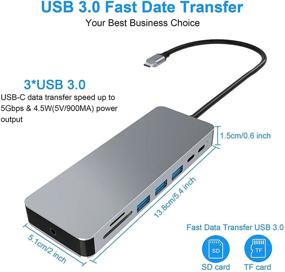 img 1 attached to 💻 14-в-1 USB C хаб с HDMI, DP, 60W PD, Ethernet, портами USB-C и USB-A - для ноутбуков