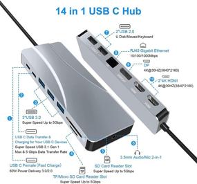 img 2 attached to 💻 14-в-1 USB C хаб с HDMI, DP, 60W PD, Ethernet, портами USB-C и USB-A - для ноутбуков