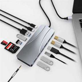 img 3 attached to 💻 14-в-1 USB C хаб с HDMI, DP, 60W PD, Ethernet, портами USB-C и USB-A - для ноутбуков