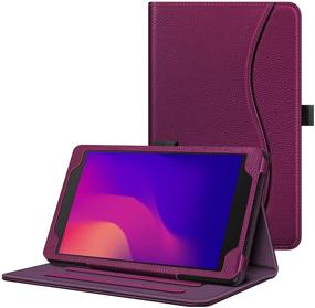 img 4 attached to Фирменный чехол Fintie для планшета Alcatel Joy Tab 2 с диагональю 8 дюймов, 2020 года выпуска (Модель: 9032Z) - [Бесплатные руки] Многоугольное положение для просмотра с карманом на стенде для планшета Alcatel Joy Tab 2 8".