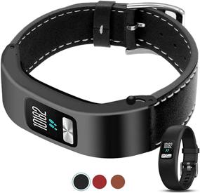 img 4 attached to 👩 C2D JOY Кожаный ремешок для браслетов Garmin vivofit 4: Стильная замена с серебряным металлическим кейсом для женщин и мужчин