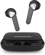 dream sport true wireless earbuds headphones | charging case | auto connection | touch control | audio voice stereo | noise canceling | quick charge | black (model: flag black) logo