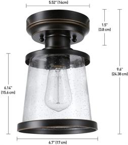 img 2 attached to Globe Electric Charlie Outdoor Indoor Ceiling Light- Oil 🌍 Rubbed Bronze, Clear Seeded Glass Shade – 1-Light Semi-Flush Mount