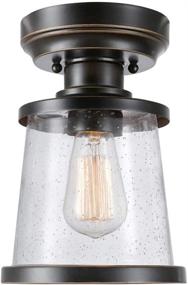 img 4 attached to Globe Electric Charlie Outdoor Indoor Ceiling Light- Oil 🌍 Rubbed Bronze, Clear Seeded Glass Shade – 1-Light Semi-Flush Mount