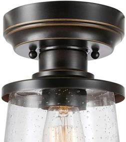 img 3 attached to Globe Electric Charlie Outdoor Indoor Ceiling Light- Oil 🌍 Rubbed Bronze, Clear Seeded Glass Shade – 1-Light Semi-Flush Mount