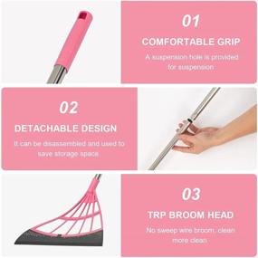 img 3 attached to 🧹 Multi-Function Magic Broom & Floor Squeegee: Easily Dry Floors, Remove Dirt & Hair - Professional Tile, Shower, Kitchen Cleaner - Pink