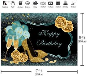 img 2 attached to 🎉 Aperturee 7x5ft Green Gold Happy Birthday Backdrop - Sparkling Sequin, Champagne Golden Heels, Glittering Rose - Perfect for Bday Party Photoshoots, Photo Booths, and Studio Props!