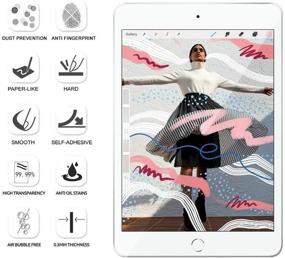 img 3 attached to 📱 [2 упаковки] Бумажный защитный экран для iPad 7.9: Антицарапая, без бликов, легкая установка, без пузырей, совместим с Apple Pencil - iPad Mini 5 (2019) и Mini 4 - Не стекло
