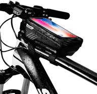 waterproof bike phone front frame bag - bicycle top tube cycling phone mount with 6.5 inch touch screen bike phone holder storage bag for iphone 7/8/11 plus xs max galaxy s7 s8 s9 logo