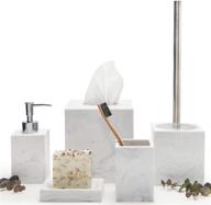 🚽 kurrajong farmhouse 5 piece bathroom accessories set with faux marble finish - complete toilet accessory set for stylish bathroom décor logo