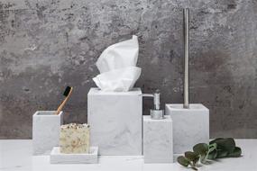 img 2 attached to 🚽 Kurrajong Farmhouse 5 Piece Bathroom Accessories Set with Faux Marble Finish - Complete Toilet Accessory Set for Stylish Bathroom Décor