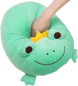 img 3 attached to 🐸 DITUCU 14-Inch Green Stuffed Animal Frog Plush Toy - Soft Squishy Frog Plush Pillow, Adorable Crown Frog Decoration - Cuddly & Stretchy Gift for Kids
