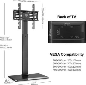 img 1 attached to FITUEYES FT-S1601MB: Universal Floor TV Stand - Swivel Mount, Space-Saving Design for TVs Up to 55”, Adjustable Height - Iron Base